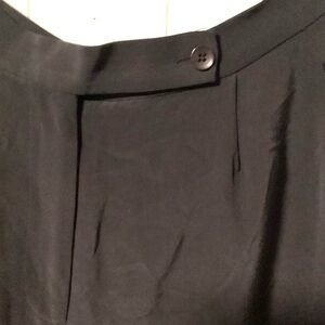 Vintage 100% Silk Andrea Viccaro High Rise Lined Navy Trousers w/ Pockets